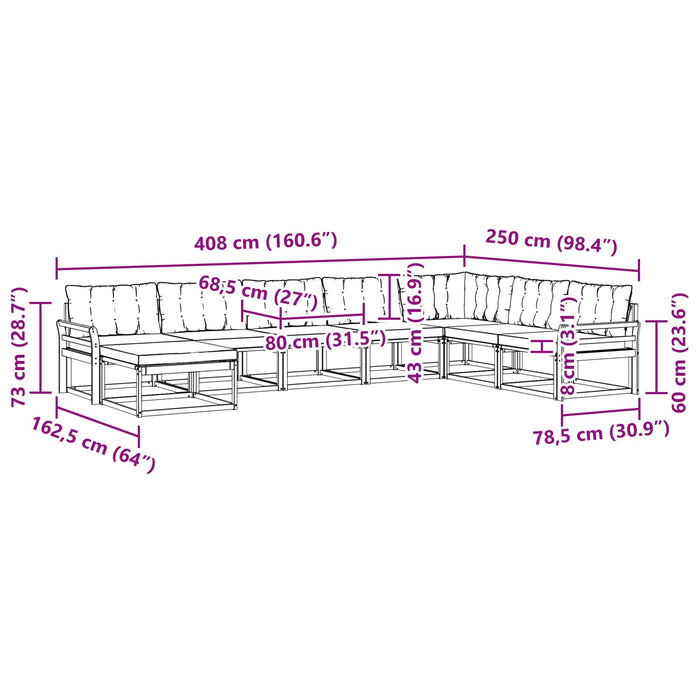 Set de canapele de exterior cu pernă 24 pcs Natural și Bej - WALTI WALTI