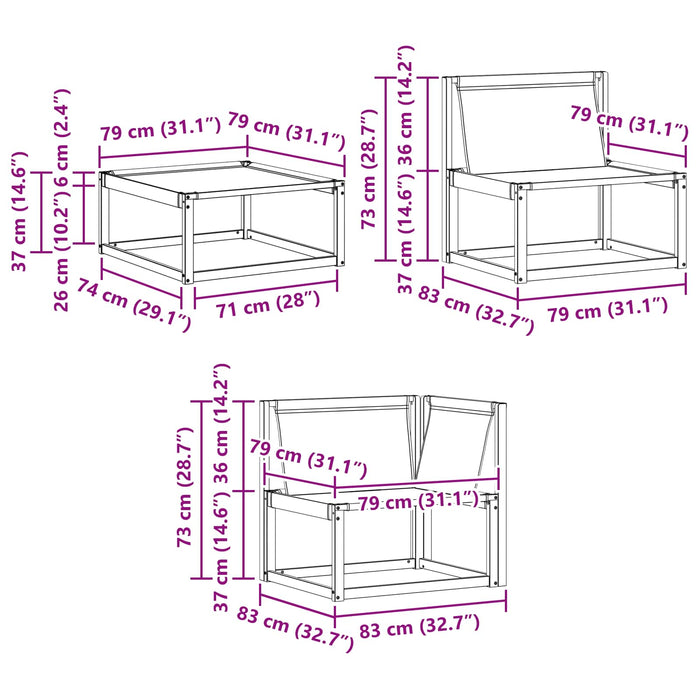 Set de canapele de exterior cu pernă 24 pcs Natural și Bej - WALTI WALTI