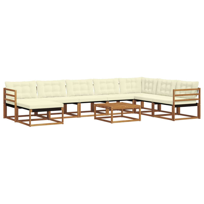 Set de canapele de exterior cu pernă 9 pcs Natural și Crem WALTI