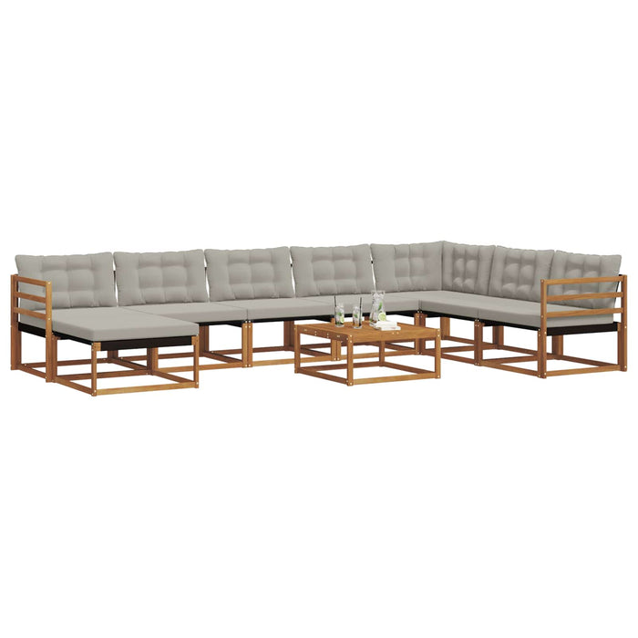 Set de canapele de exterior 9 pcs Gri natural și deschis WALTI