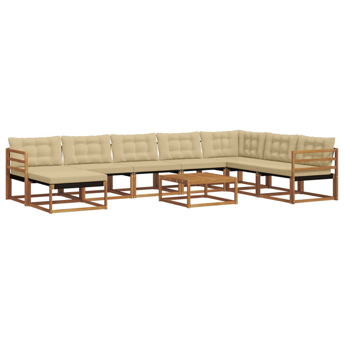 Set de canapele de exterior cu pernă 9 pcs Natural și Bej WALTI