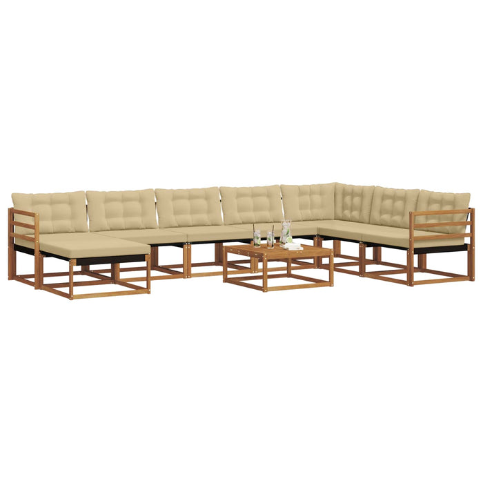 Set de canapele de exterior cu pernă 9 pcs Natural și Bej WALTI