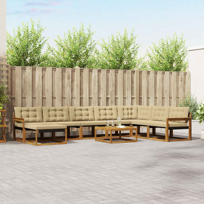 Set de canapele de exterior cu pernă 9 pcs Natural și Bej WALTI