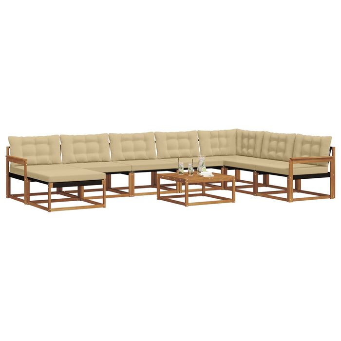 Set de canapele de exterior cu pernă 9 pcs Natural și Bej WALTI