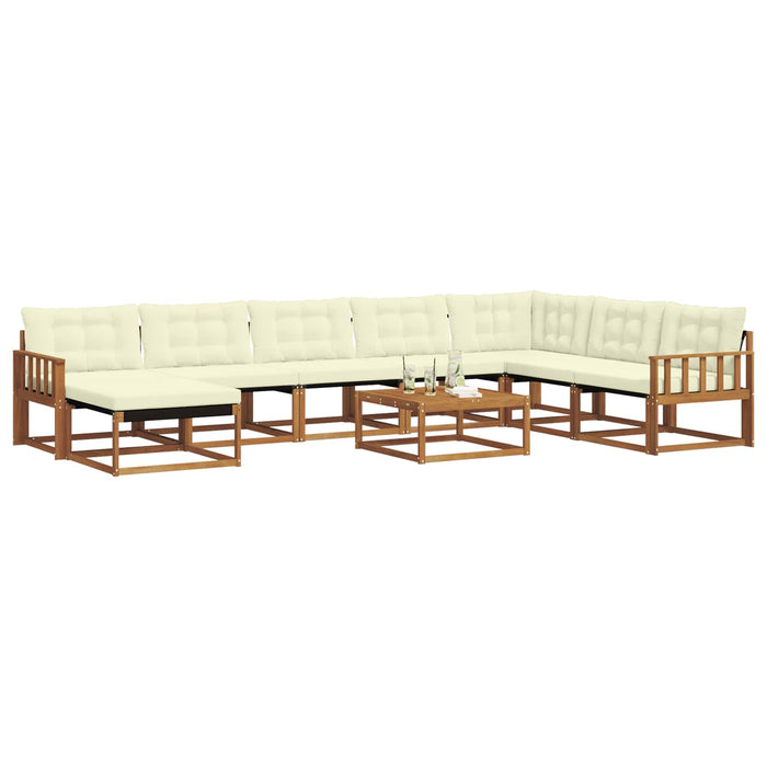 Set de canapele de exterior cu pernă 9 pcs Natural și Crem WALTI