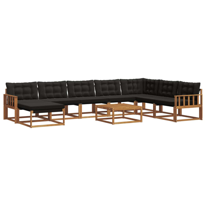 Set de canapele de exterior cu pernă 9 pcs Natural și Negru WALTI