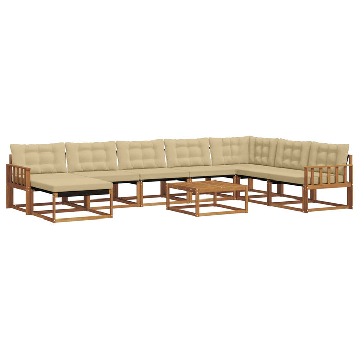 Set de canapele de exterior cu pernă 9 pcs Natural și Bej WALTI