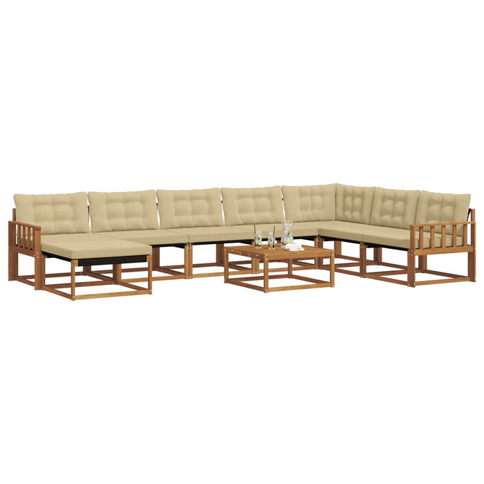 Set de canapele de exterior cu pernă 9 pcs Natural și Bej WALTI