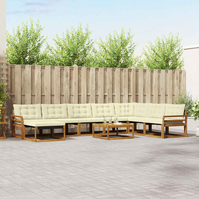Set de canapele de exterior cu pernă 9 pcs Natural și Crem WALTI