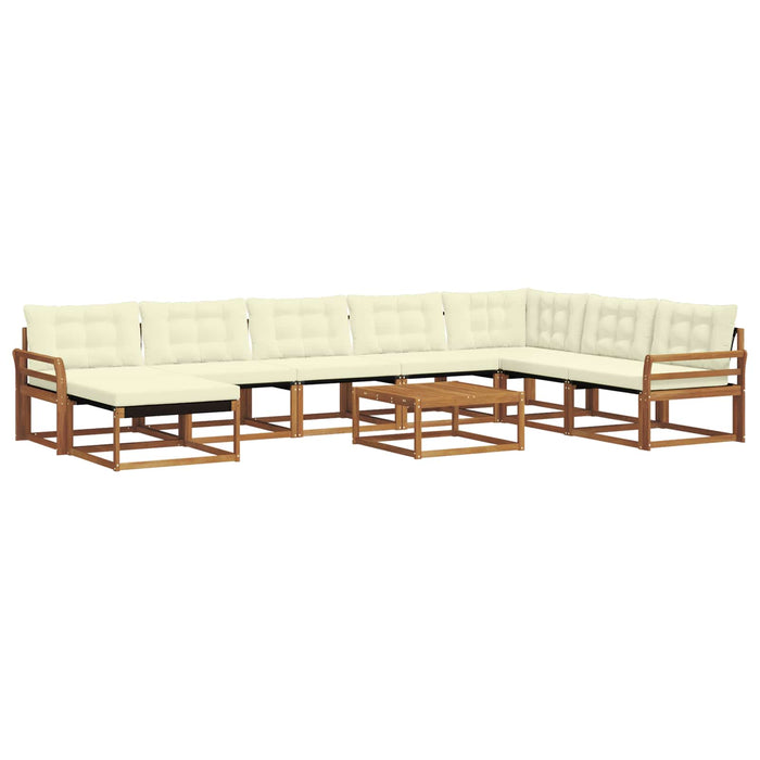 Set de canapele de exterior cu pernă 9 pcs Natural și Crem WALTI
