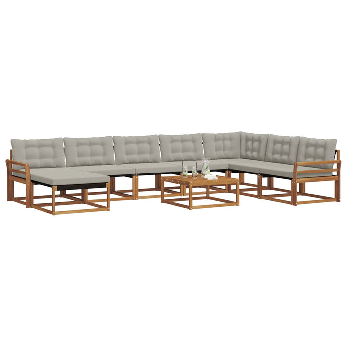 Set de canapele de exterior 9 pcs Gri natural și deschis WALTI