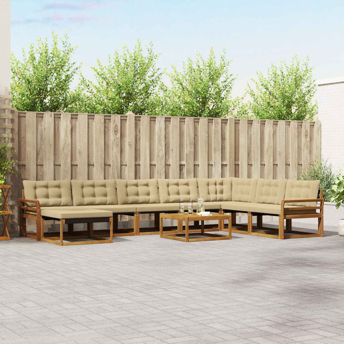 Set de canapele de exterior cu pernă 9 pcs Natural și Bej WALTI