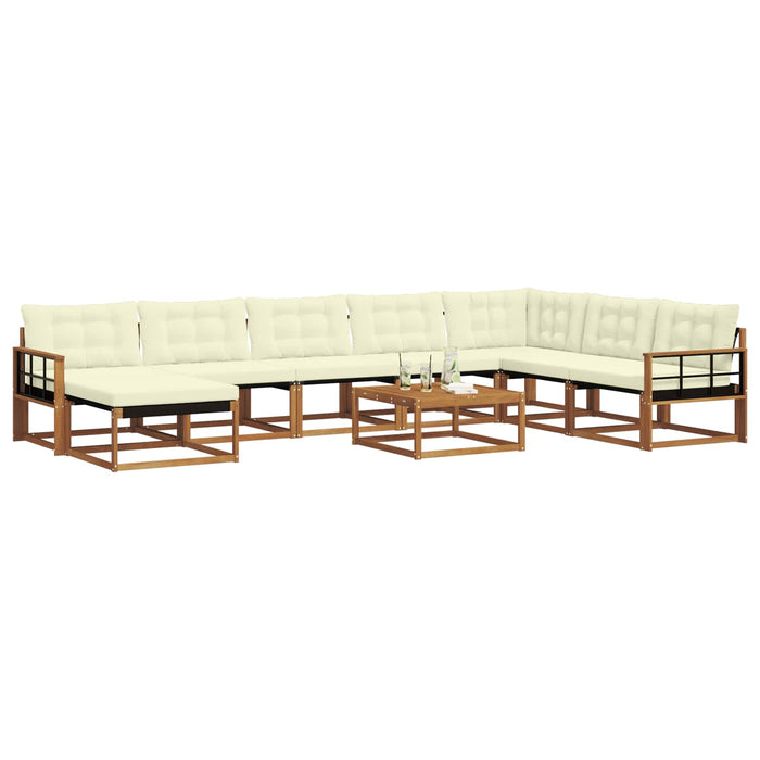 Set de canapele de exterior cu pernă 9 pcs Natural și Crem WALTI