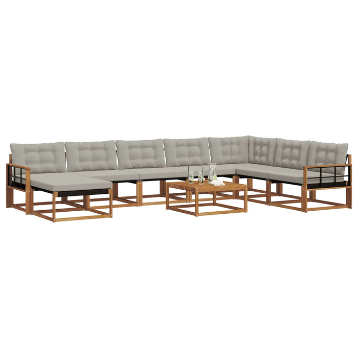 Set de canapele de exterior 9 pcs Gri natural și deschis WALTI
