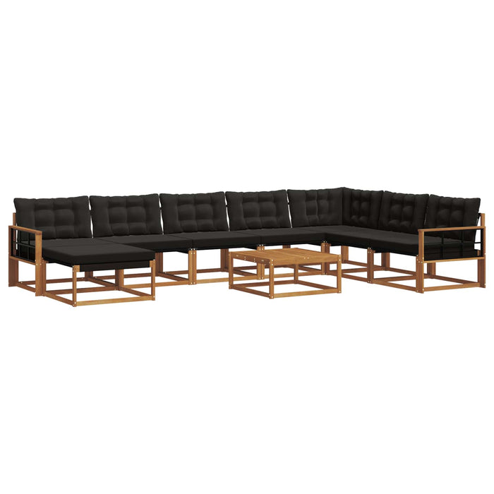 Set de canapele de exterior cu pernă 9 pcs Natural și Negru WALTI