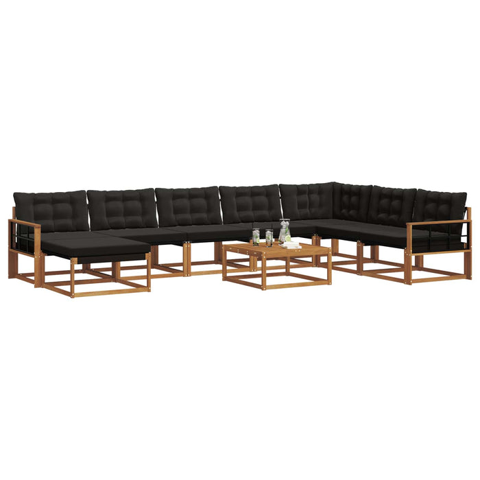 Set de canapele de exterior cu pernă 9 pcs Natural și Negru WALTI