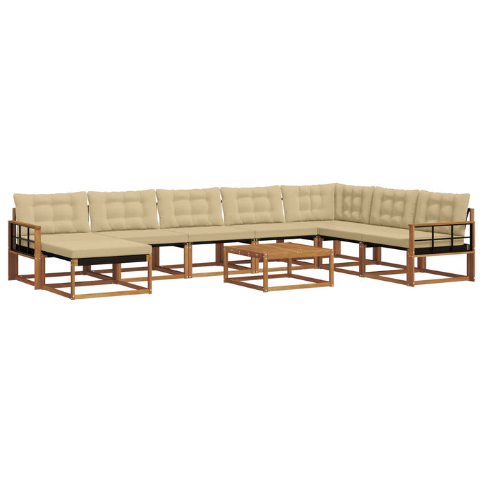 Set de canapele de exterior cu pernă 9 pcs Natural și Bej WALTI