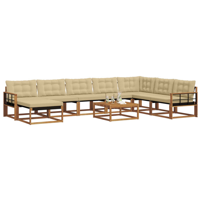 Set de canapele de exterior cu pernă 9 pcs Natural și Bej WALTI