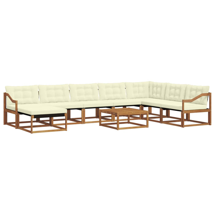 Set de canapele de exterior cu pernă 9 pcs Natural și Crem WALTI
