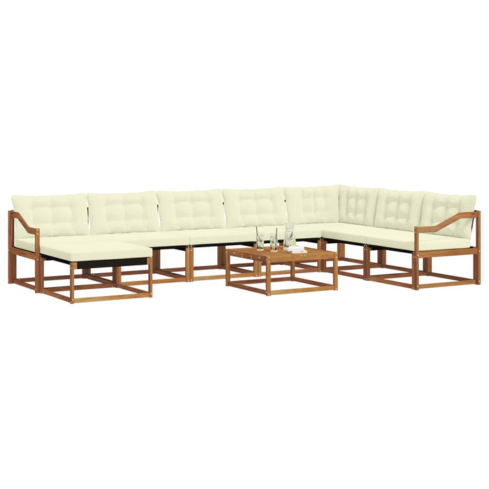 Set de canapele de exterior cu pernă 9 pcs Natural și Crem WALTI