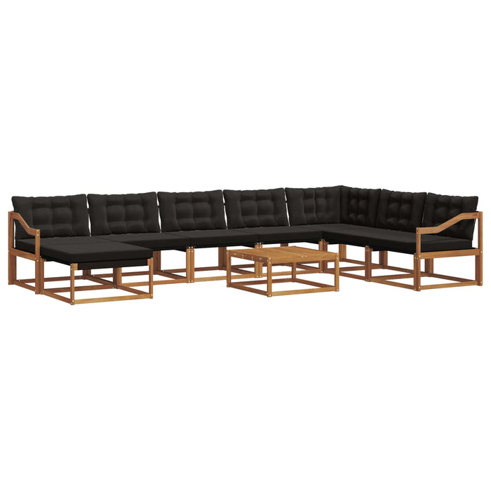 Set de canapele de exterior cu pernă 9 pcs Natural și Negru WALTI
