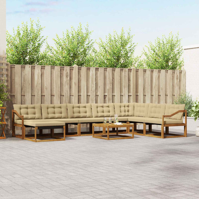 Set de canapele de exterior cu pernă 9 pcs Natural și Bej WALTI