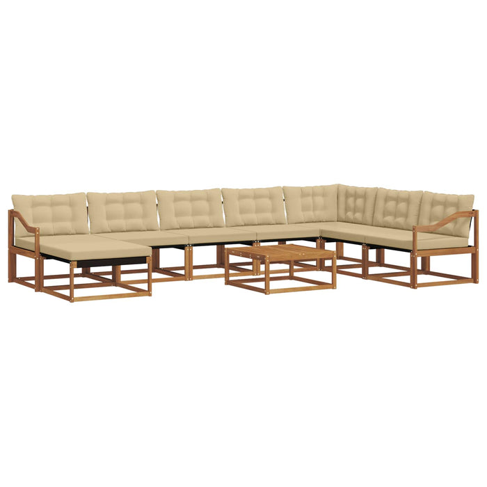 Set de canapele de exterior cu pernă 9 pcs Natural și Bej WALTI