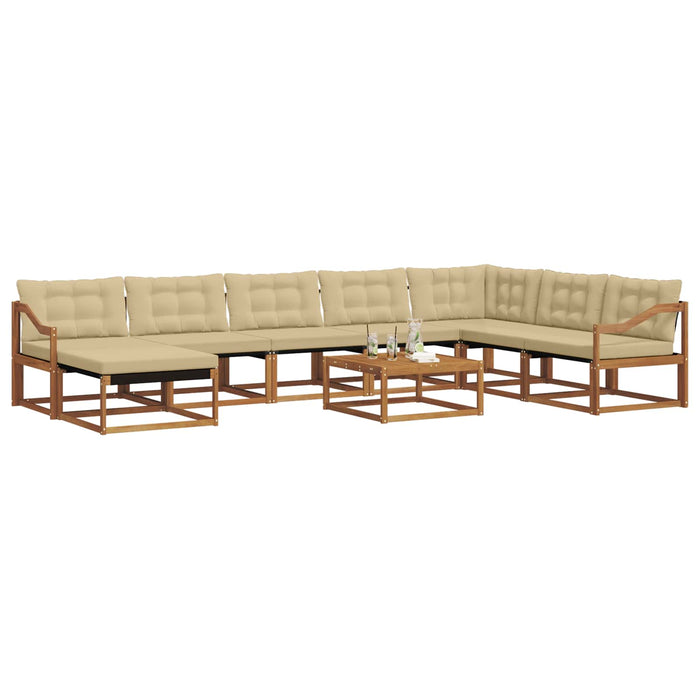Set de canapele de exterior cu pernă 9 pcs Natural și Bej WALTI