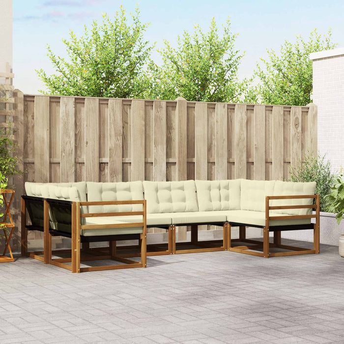 Set de canapele de exterior cu pernă 6 pcs Natural și Crem WALTI