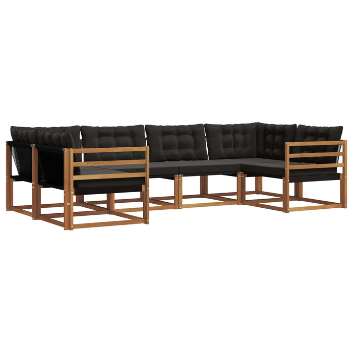 Set de canapele de exterior cu pernă 6 pcs Natural și Negru WALTI
