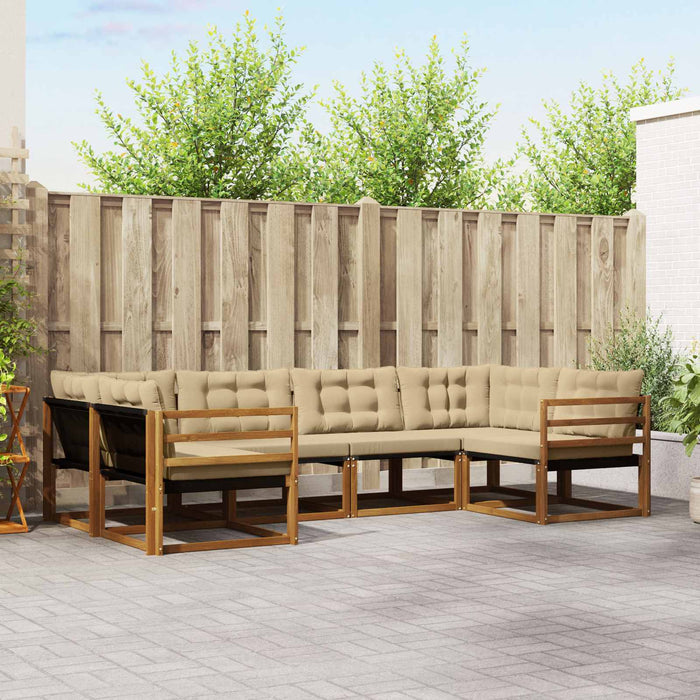 Set de canapele de exterior cu pernă 6 pcs Natural și Bej WALTI