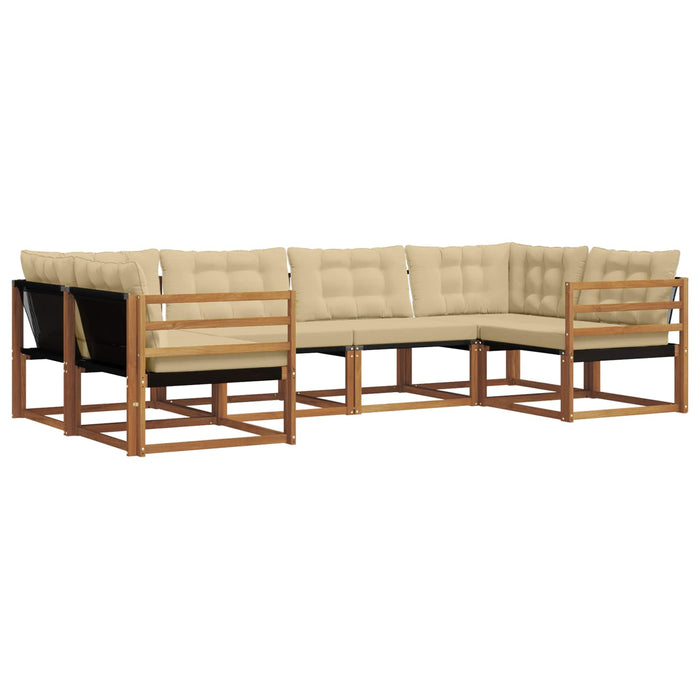 Set de canapele de exterior cu pernă 6 pcs Natural și Bej WALTI