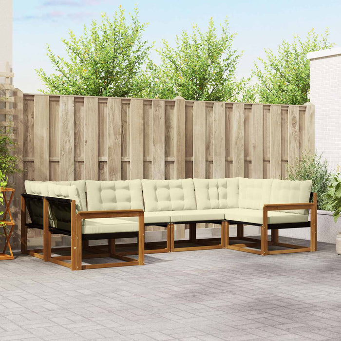 Set de canapele de exterior cu pernă 6 pcs Natural și Crem WALTI