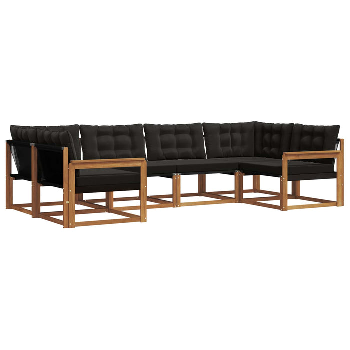 Set de canapele de exterior cu pernă 6 pcs Natural și Negru WALTI