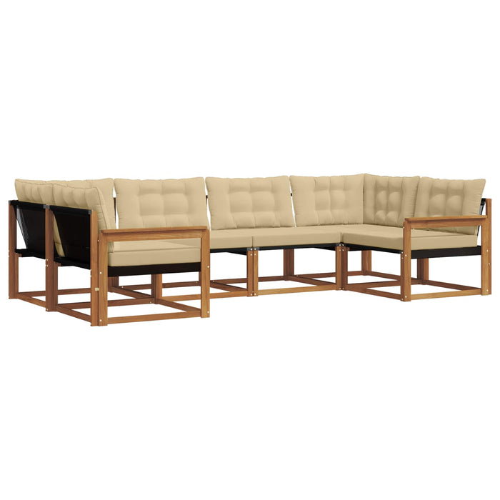 Set de canapele de exterior cu pernă 6 pcs Natural și Bej WALTI