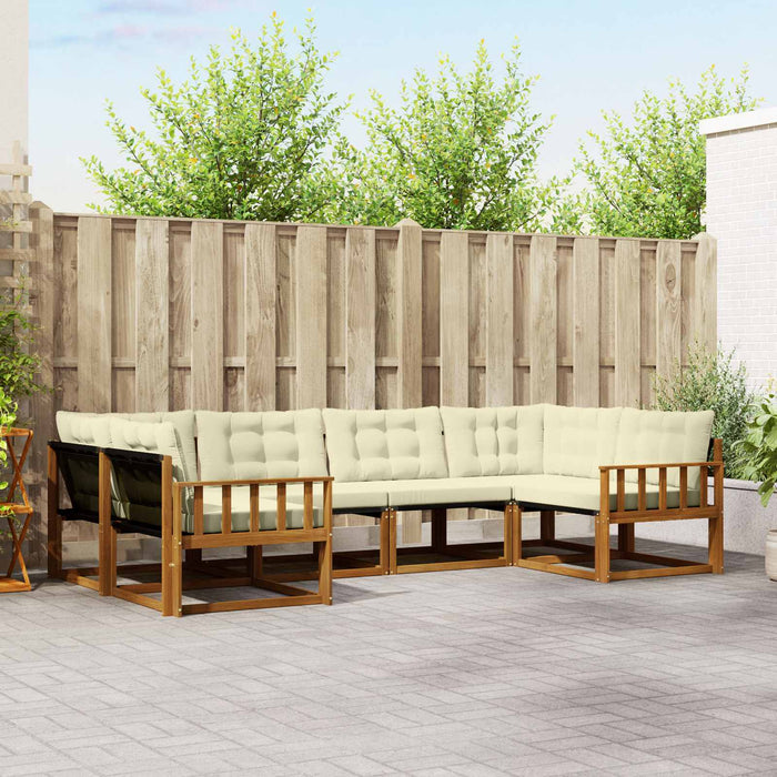 Set de canapele de exterior cu pernă 6 pcs Natural și Crem - WALTI WALTI
