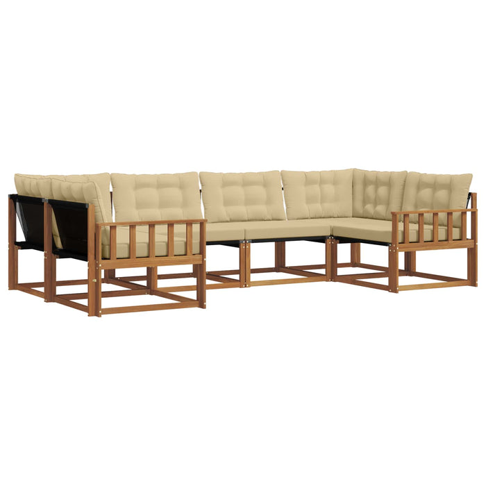 Set de canapele de exterior cu pernă 6 pcs Natural și Bej WALTI
