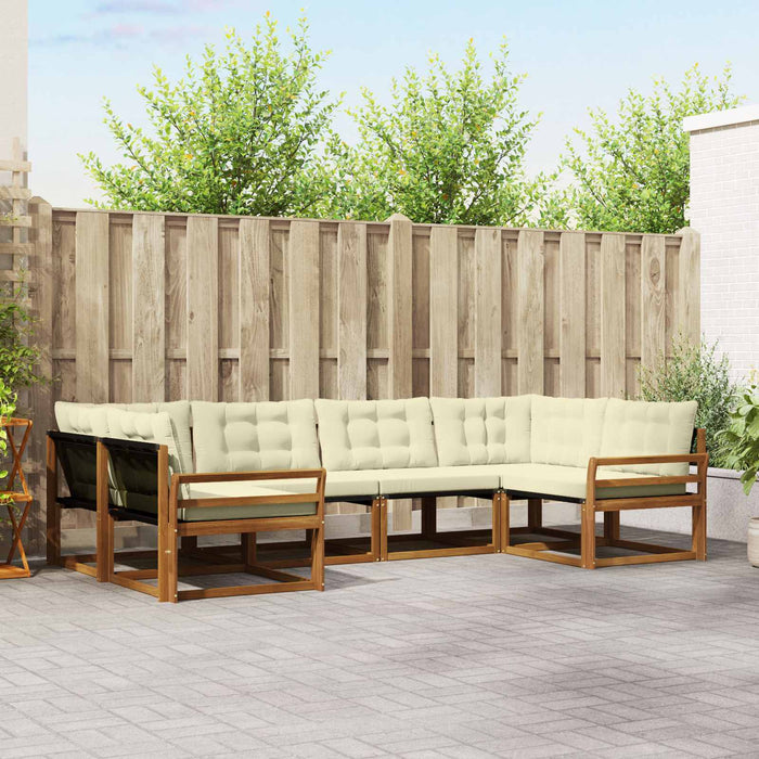Set de canapele de exterior cu pernă 6 pcs Natural și Crem WALTI