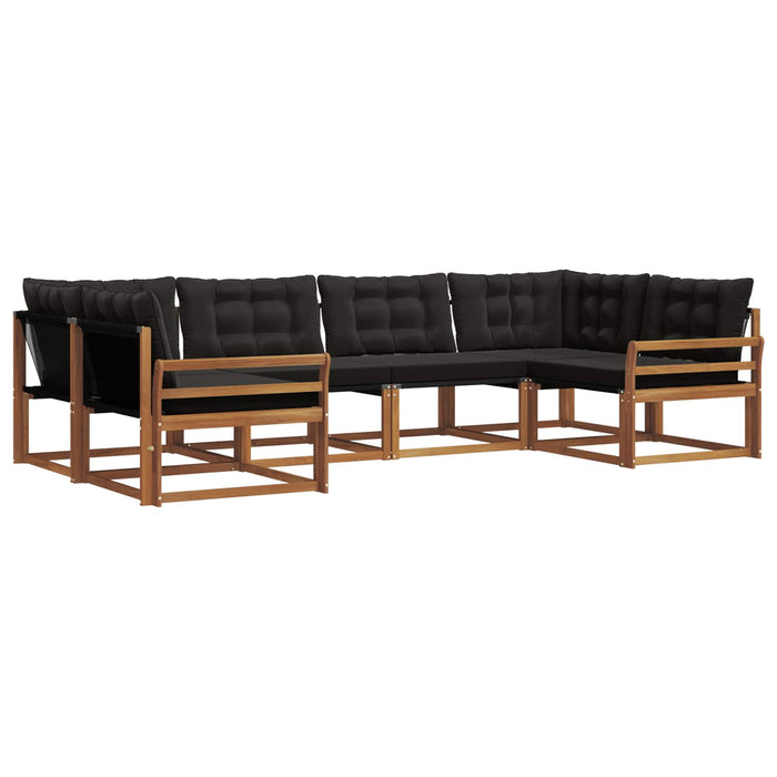 Set de canapele de exterior cu pernă 6 pcs Natural și Negru WALTI
