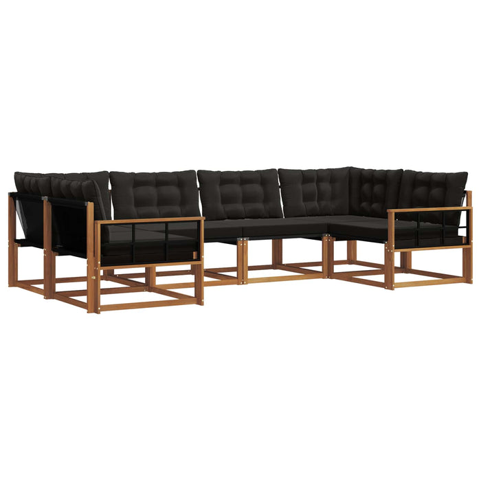 Set de canapele de exterior cu pernă 6 pcs Natural și Negru WALTI