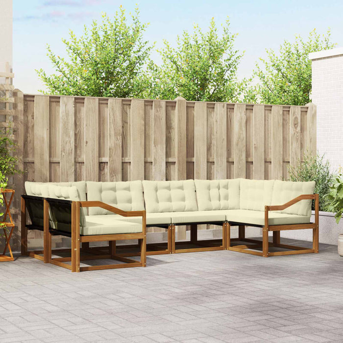 Set de canapele de exterior cu pernă 6 pcs Natural și Crem WALTI