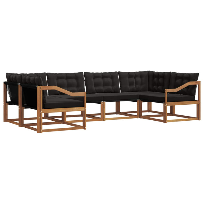 Set de canapele de exterior cu pernă 6 pcs Natural și Negru WALTI