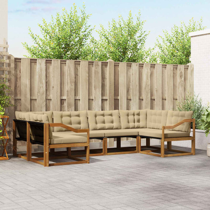 Set de canapele de exterior cu pernă 6 pcs Natural și Bej WALTI