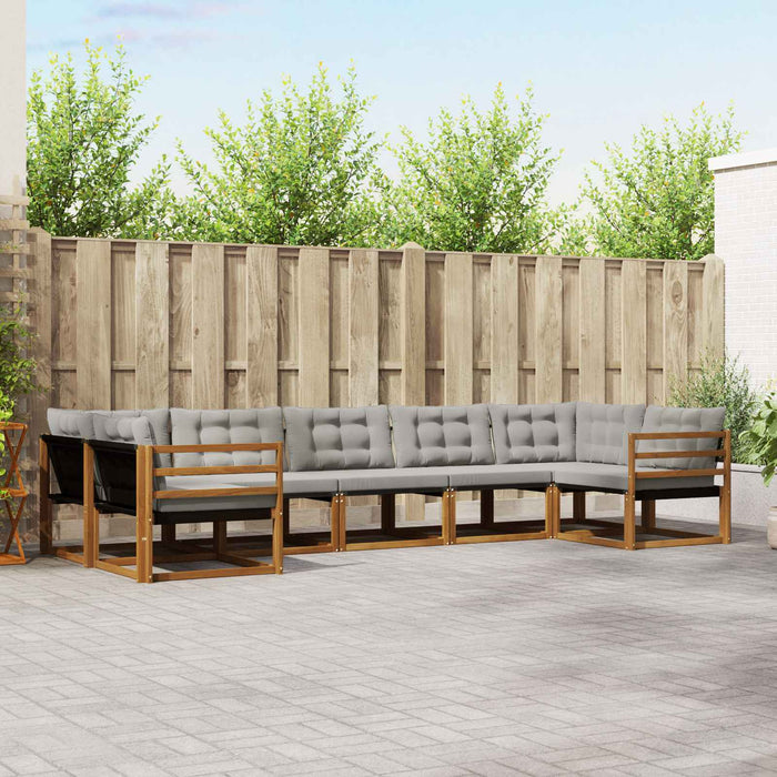 Set de canapele de exterior 7 pcs Gri natural și deschis WALTI