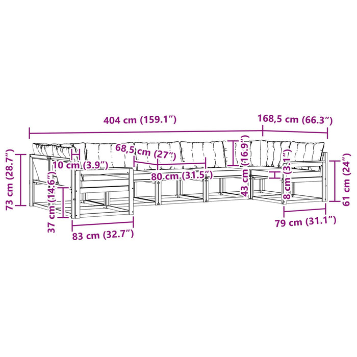 Set de canapele de exterior cu pernă 7 pcs Natural și Crem - WALTI WALTI