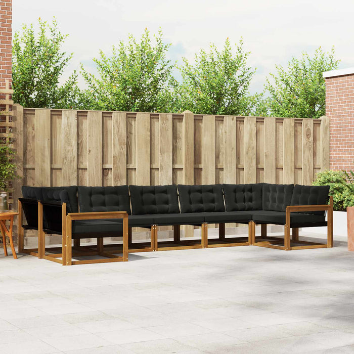 Set de canapele de exterior cu pernă 7 pcs Natural și Negru WALTI