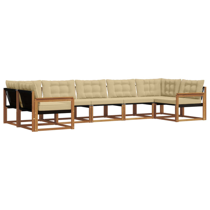 Set de canapele de exterior cu pernă 7 pcs Natural și Bej WALTI