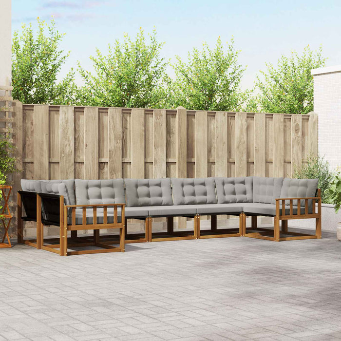Set de canapele de exterior 7 pcs Gri natural și deschis WALTI