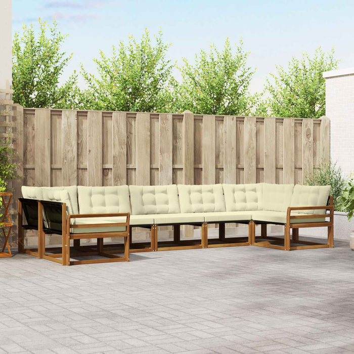 Set de canapele de exterior cu pernă 7 pcs Natural și Crem WALTI