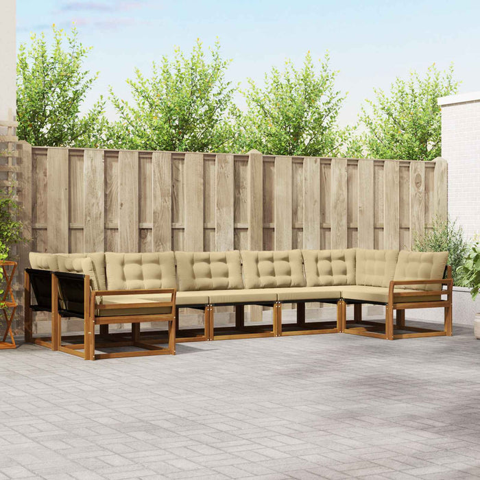 Set de canapele de exterior cu pernă 7 pcs Natural și Bej WALTI